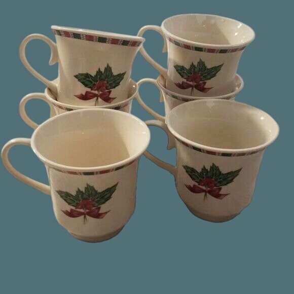 Set Of 6 Tartan Ribbon Footed 6-8oz Cups - Picture 5 of 8